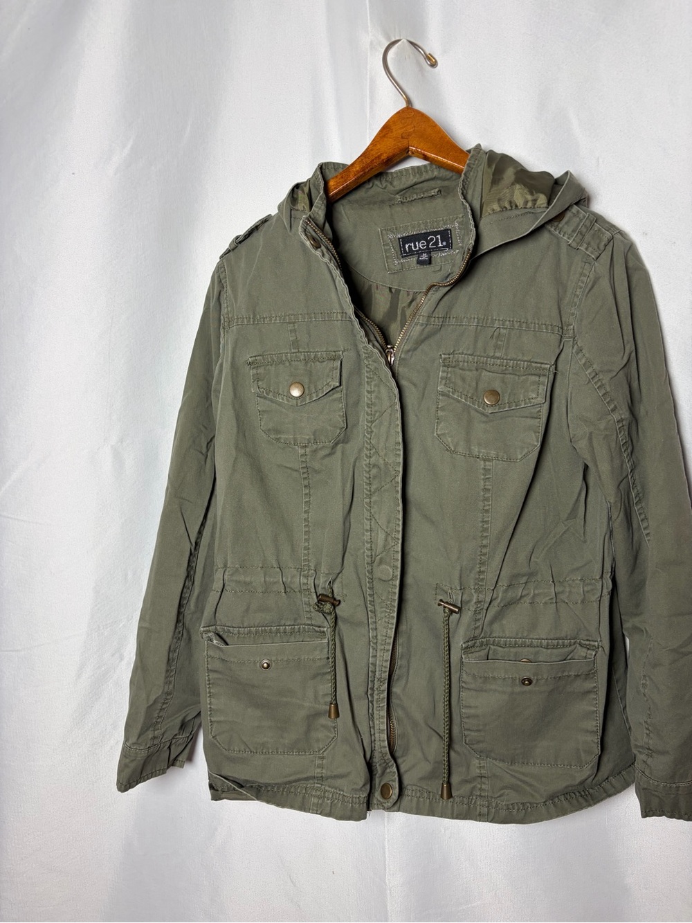rue21 Olive Hooded Utility Jacket